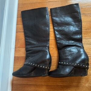 BCBGeneration Black Studded Knee-High Boots